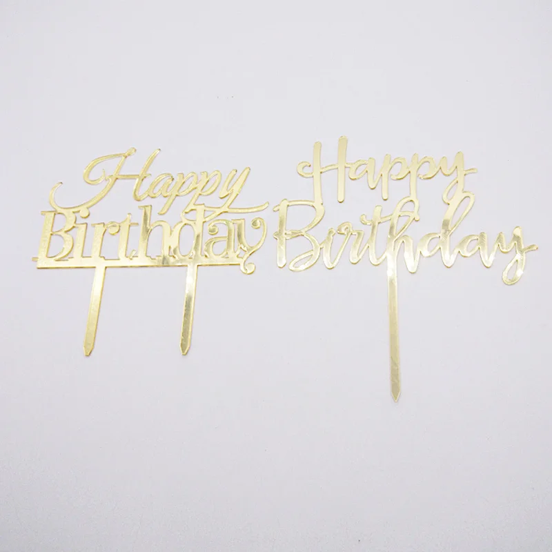 Mirror Gold Happy birthday Acrylic Cake Topper for Birthday Cake Decoration