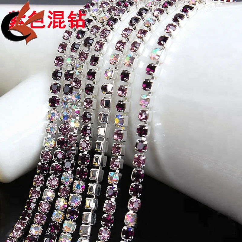 Wholesale 1-Row Crystal Rhinestone Trim Close Cup Chain Claw Jewelry Crafts