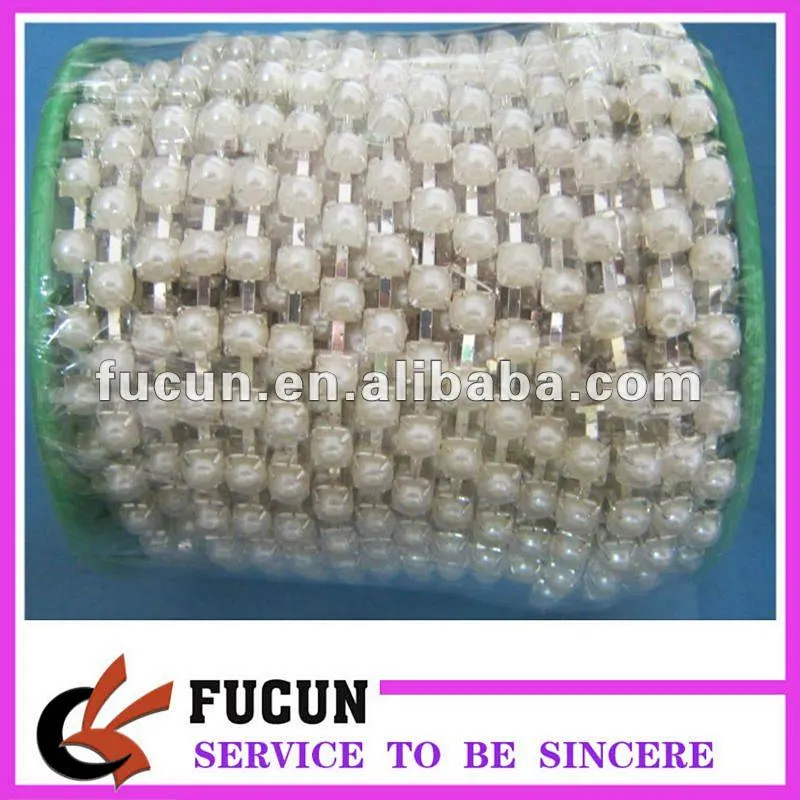 6mm silver pearl cup chain