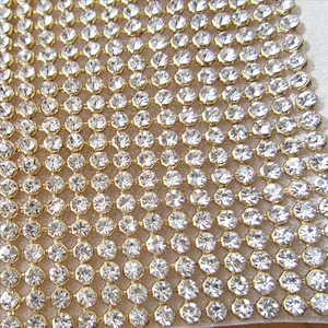120 * 45 Diamond Roll Gold Hotfix Rhinestone Crystal Aluminum Metal Mesh