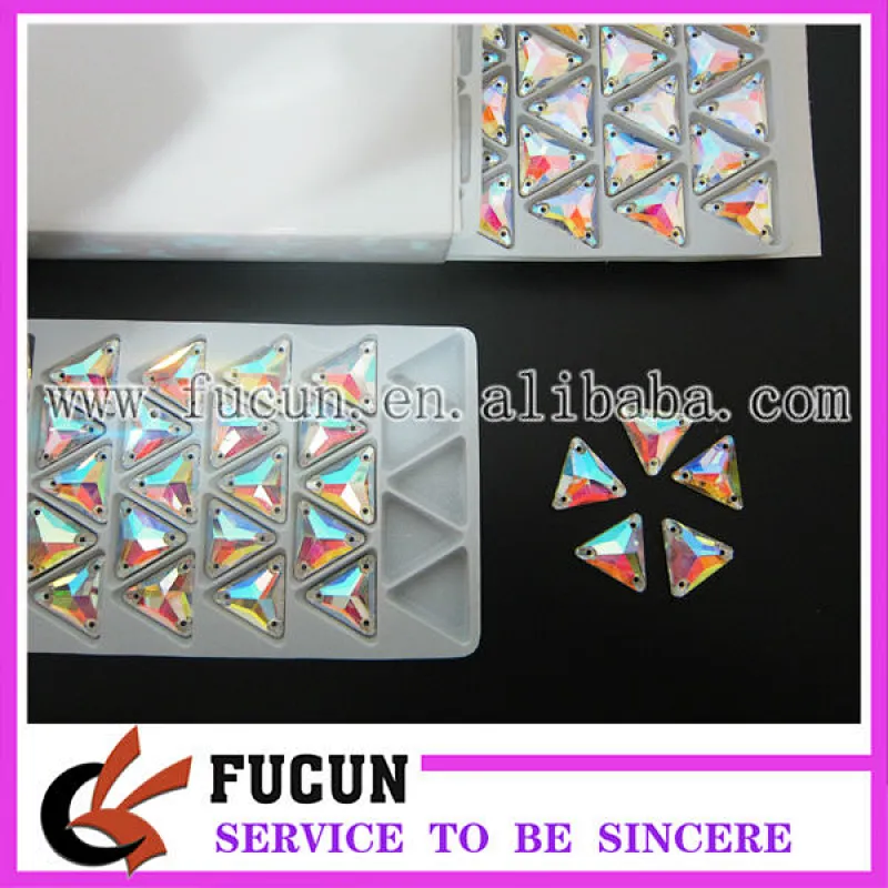 wholesale 16*16mm flatback triangle sew on glass