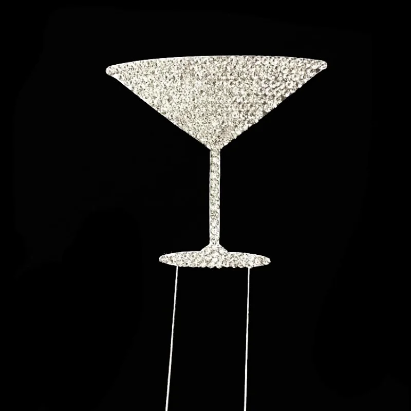 DIY 2018 wedding anniversary celebration rhinestone wine glass cake topper for cake decoration
