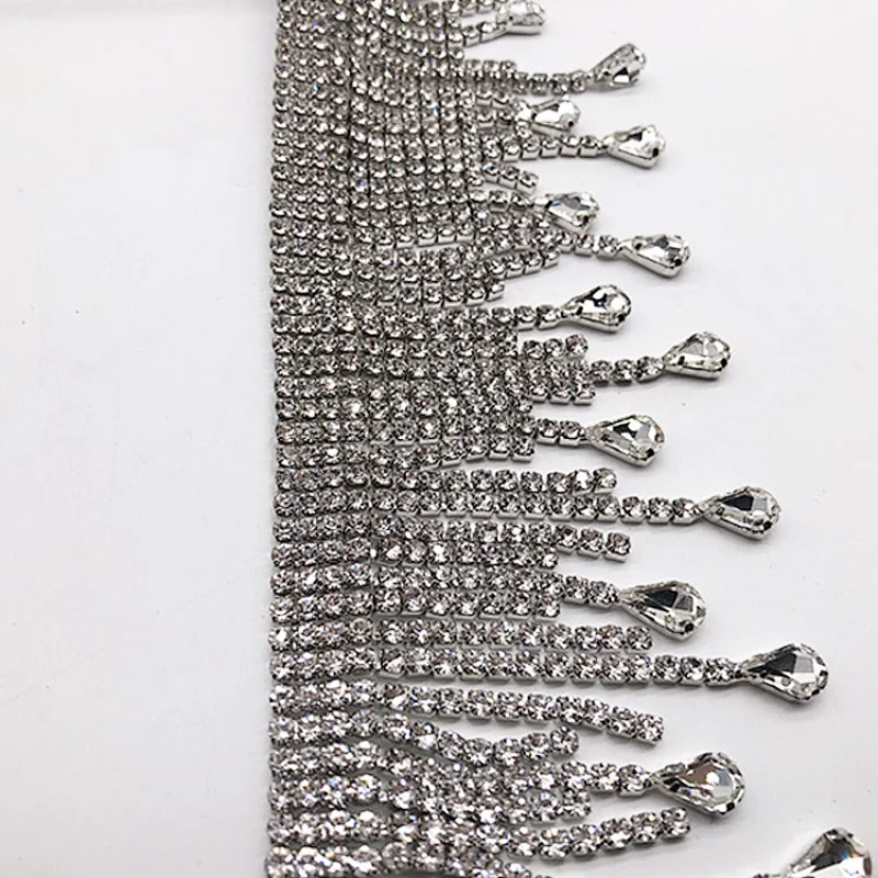sparkling strass rhinestone tassel trimming for costume