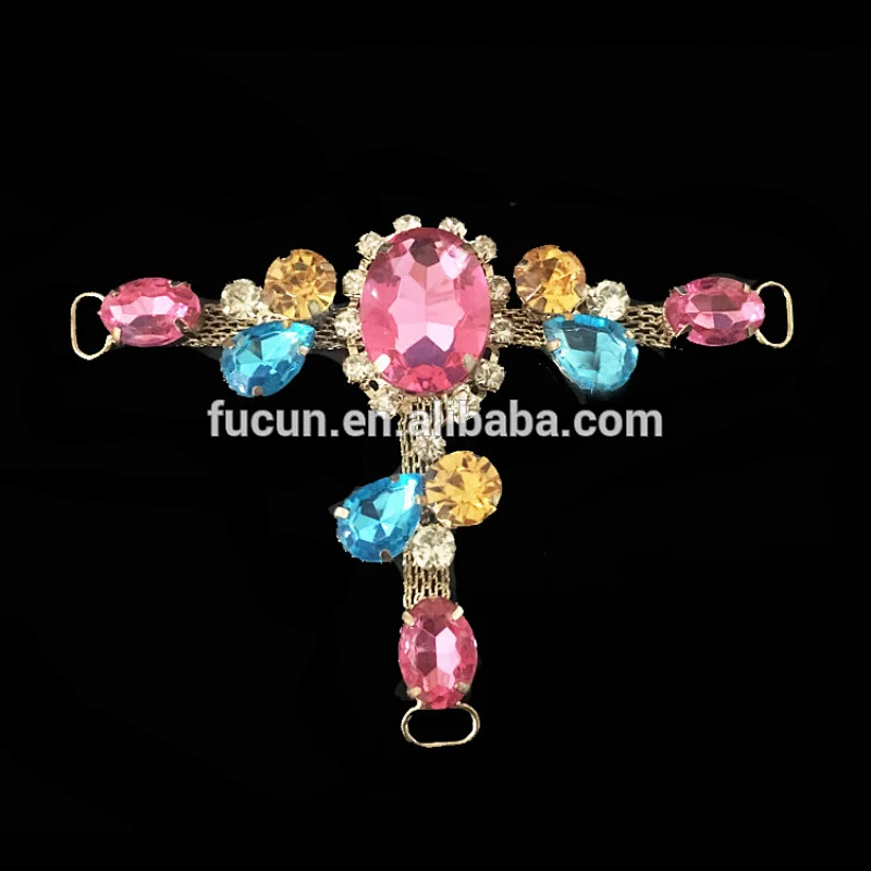 Colorful fashion rhinestone trimming chain lady sandal accessories shoes connector shoes upper buckle