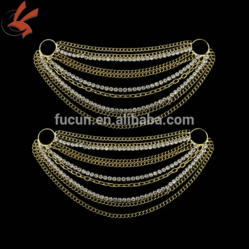 GOLD multi chain crystal rhinestone bikini connectors