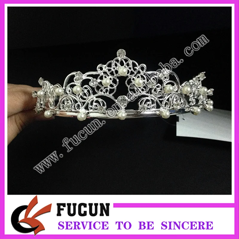 Bridal Rhinestone pearl clear Crystal crown Headpiece Hair tiara