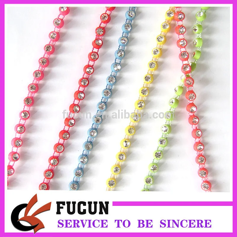 customize colorful plastic decorative rhinestone banding trimming best selling products