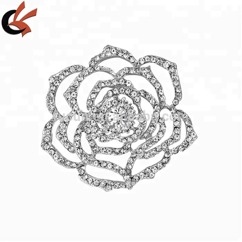 Crystal Rose Diamante Rhinestone Brooches For Weddings Decoration