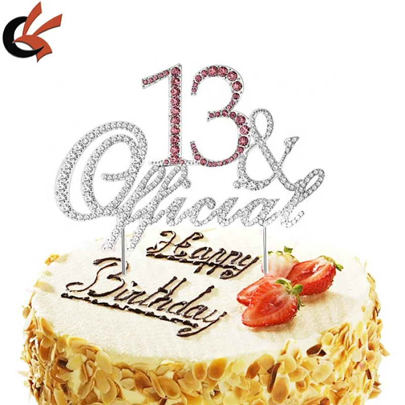 NEW rhinestone 13& Official Teenager Birthday Cake Topper