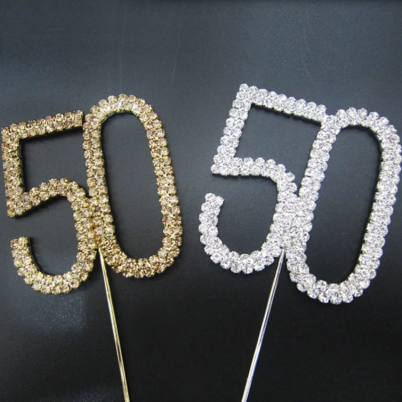 Crystal Rhinestone Shinning Number Cake Topper Birthday Cupcake Decorations