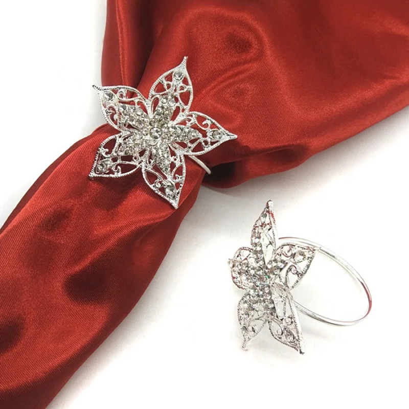 cheap rhinestone flower brooch napkin ring