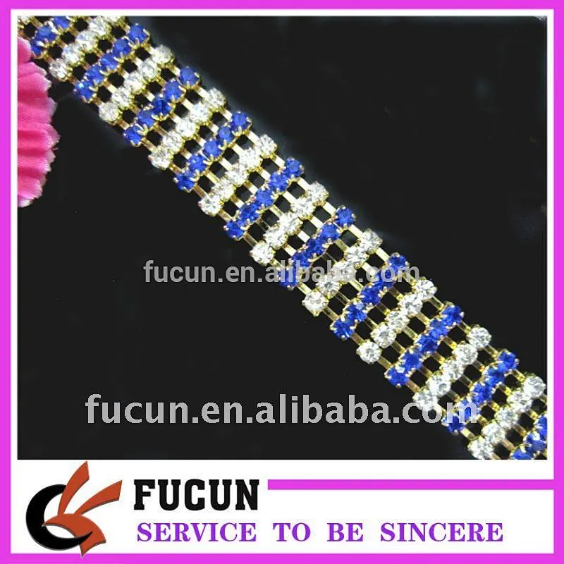high quality mix color 5 rows crystal rhinestone cup chain trimming wholesale for dresses