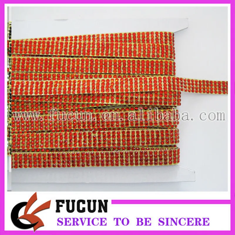 4 rows red rhinestone tape