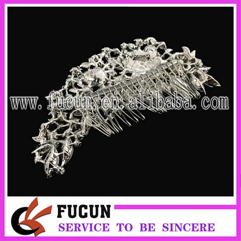 High Quality Flower Shape Crystal Rhinestone Hair Comb Bright Nickel Rhinestone Bridal Comb