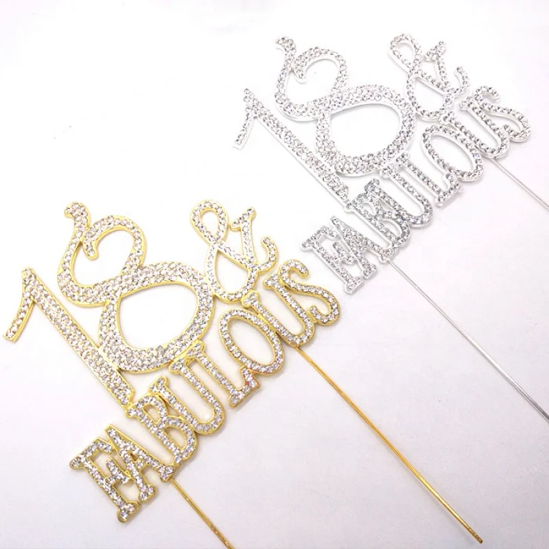 18 Birthday party rhinestone 18&FABULOUS cake topper cake decoration