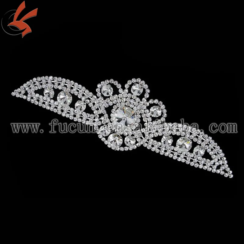 Metal Back Embellishment Bridal Crystal Rhinestone Sash Applique