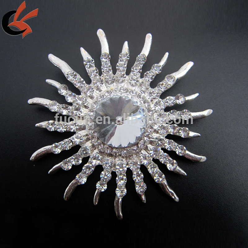 Bride Jewelry Elegant Snowflake Flower Clear Rhinestone Crystal Brooch Pin