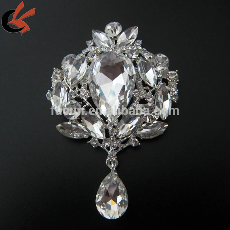 large Wedding Bridal Rhinestone crystal brooches silver brooch pin