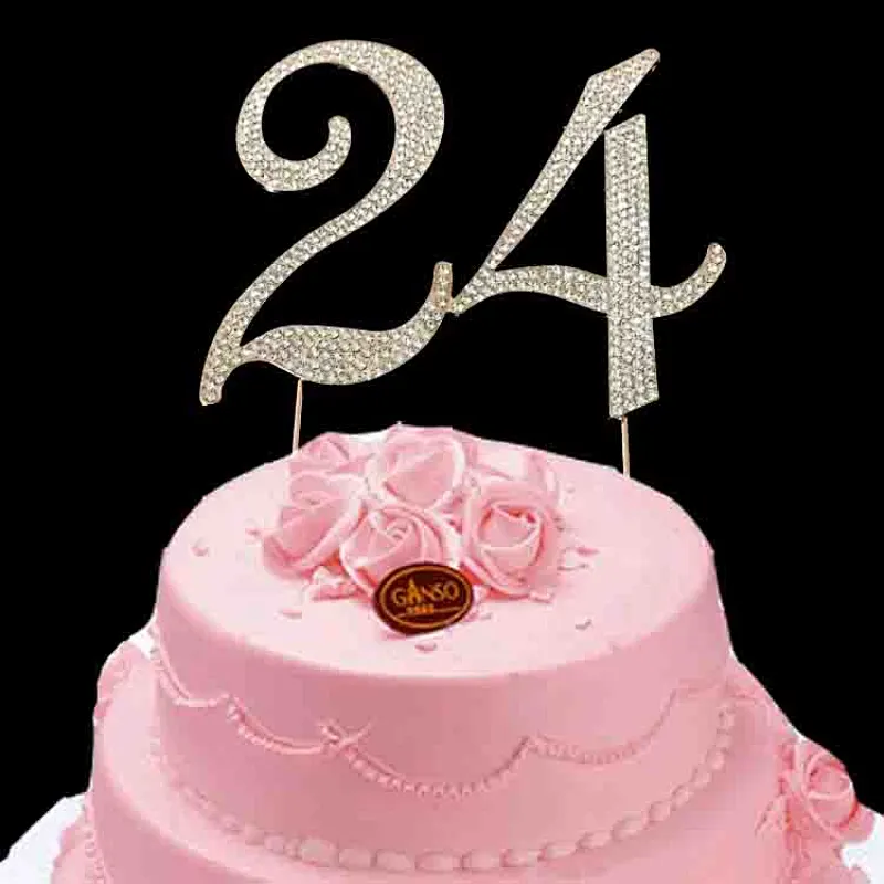 rose gold Diamante Rhinestone Cake Topper Birthday Wedding Crystal Cake Topper
