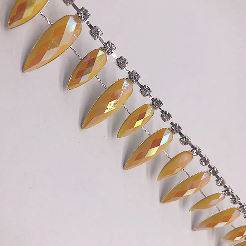High Quality Sew On resin stones Trim Chain for DIY Wedding Dresses Bags Decoration