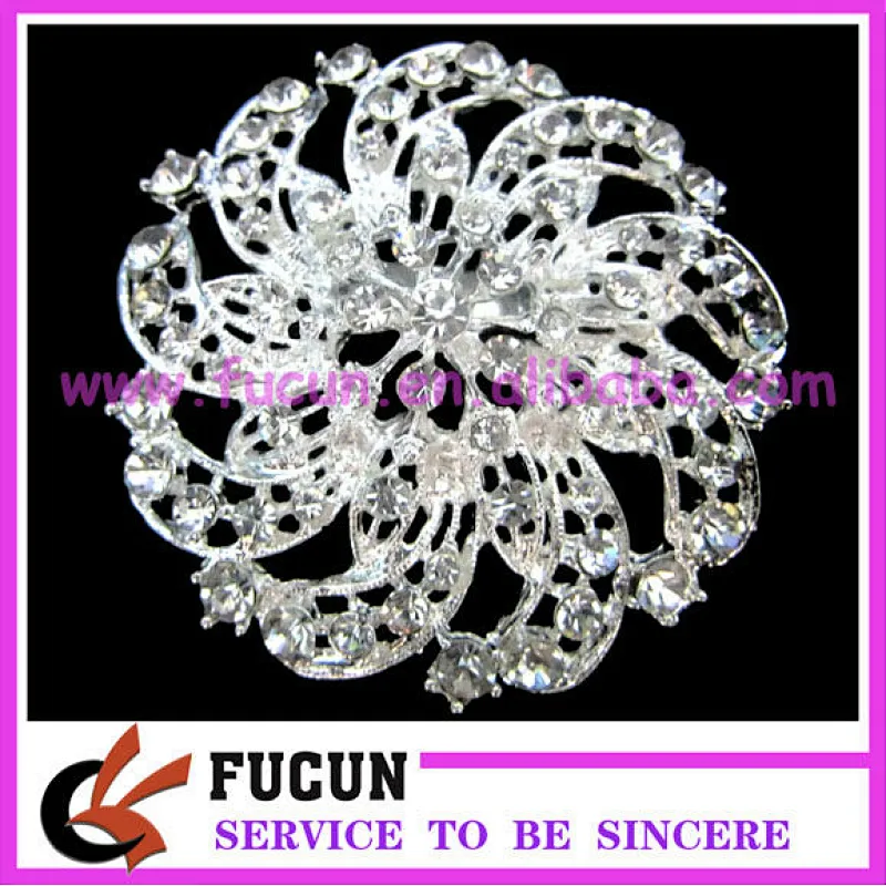 wedding rhinestone artificial flower brooch for wedding invitation