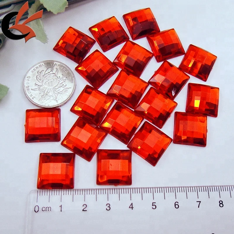 12mm Square Flatback Gems Crystal Acrylic Rhinestone