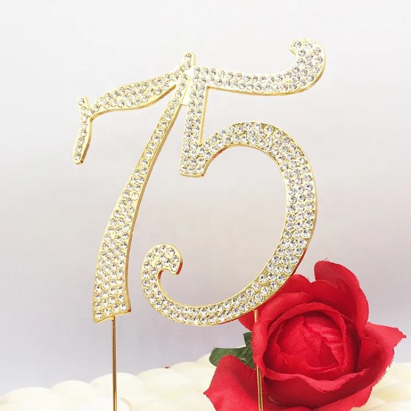 wedding favors celebration number birthday cake decorations crystal rhinestone cake topper