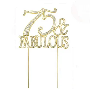 Sparkly Birthday Party Decorations GOLD 75 & Fabulous Rhinestone Cake Topper
