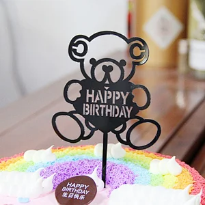 custom bear shaped acrylic happy birthday cake topper designs