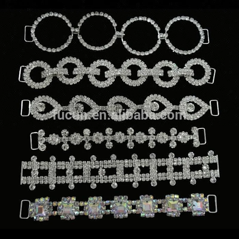 china Custom Long Metal crystal rhinestone bikini connectors