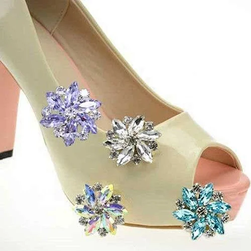 High-heel Shoe Sandals Clip Clasp Buckle Rhinestone Flower Shoe Accessories