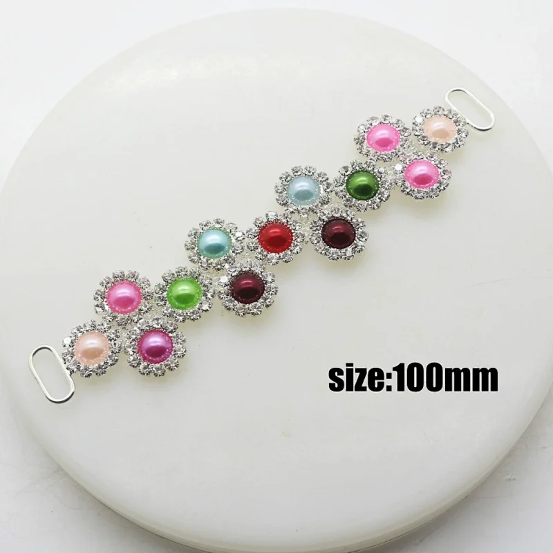 Silver Plated Crystal Rhinestone pearl Bikini Connector Diamond Swimwear Connector