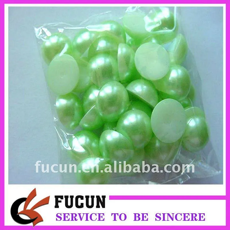 green half round plastic pearl bead