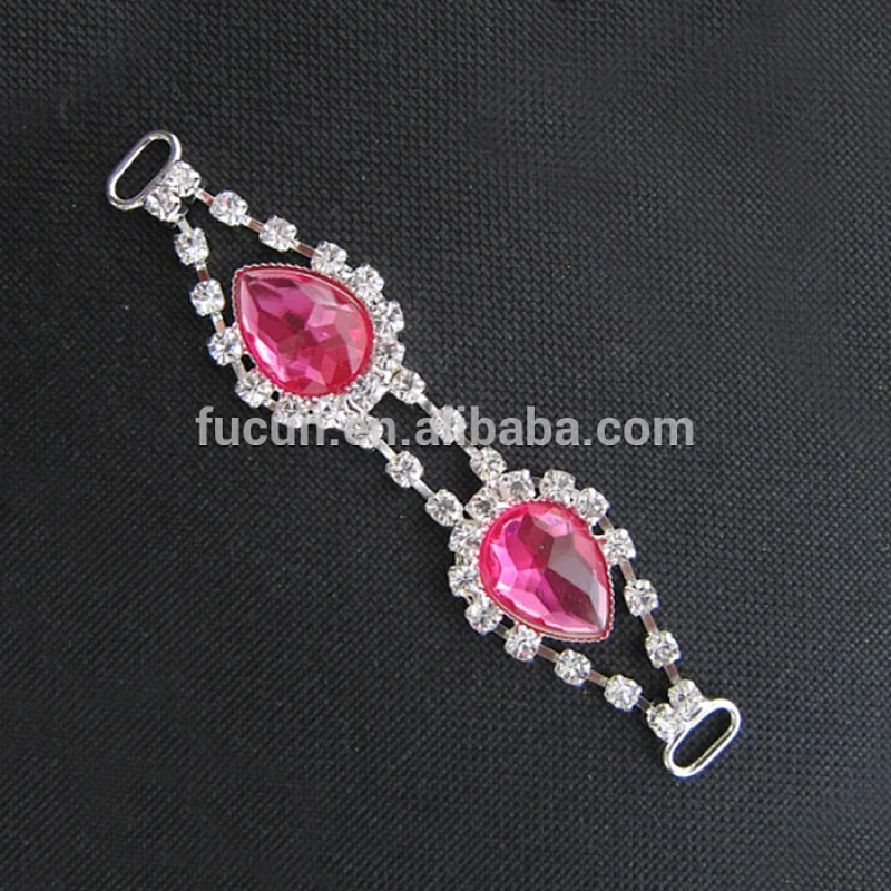 sparkly rhinestone hot pink acrylic rhinestone connectors for bikini