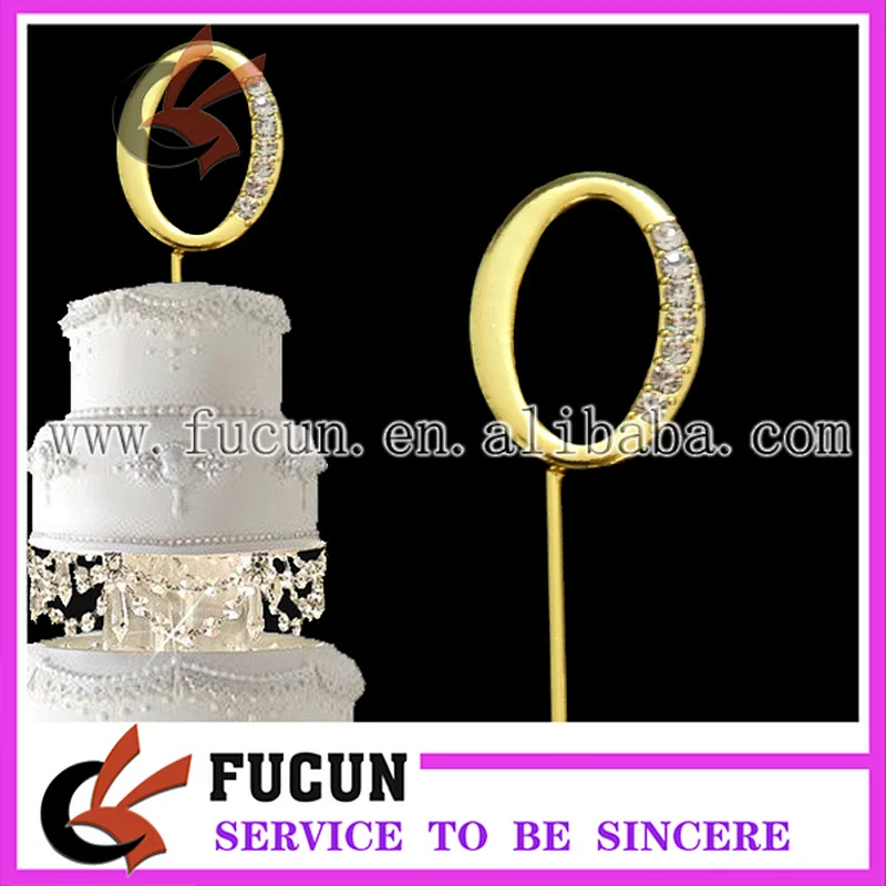 New style gold small number 0-9 crystal rhinestone cake topper party decoration/cake decoration