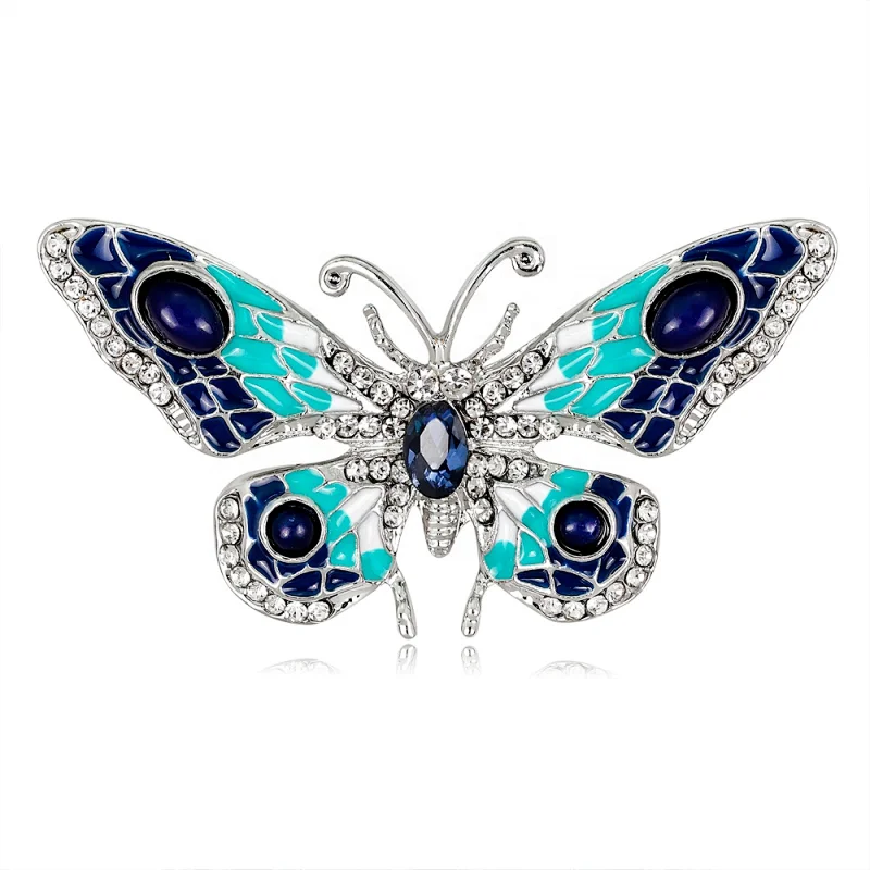 Fashion High Quality Oil Drip Rhinestone Butterfly Brooch