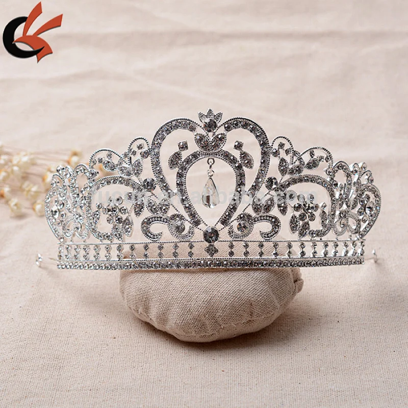 Bridal Rhinestone silver tone clear Crystal crown Headpiece Hair tiara