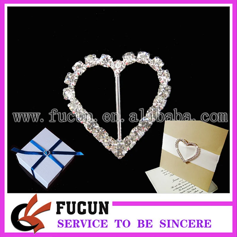 wholesale sparkly heart rhinestone ribbon buckles sliders for party decoration