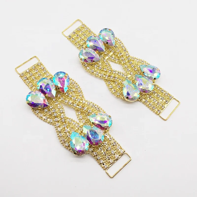 hot selling fashion jewelry gorgeous crystal ab teardrop glass stone bikini connector