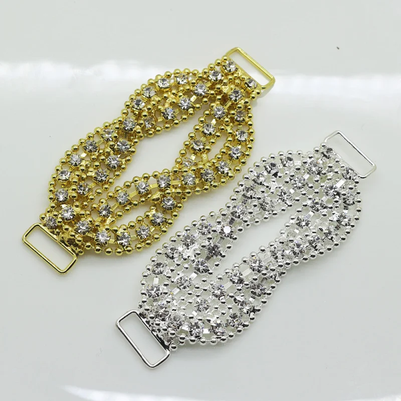 wholesale fashion metal 80mm crystal rhinestone connectors for bikini
