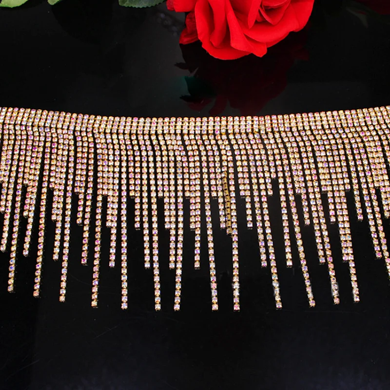 new arrival diamante fringe tassel carnival costume decorative wedding rhinestone trimming