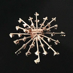 Women Jewelry Accessories rose gold plating rhinestone snowflake brooch for wedding accessories