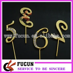 New style gold small number 0-9 crystal rhinestone cake topper party decoration/cake decoration