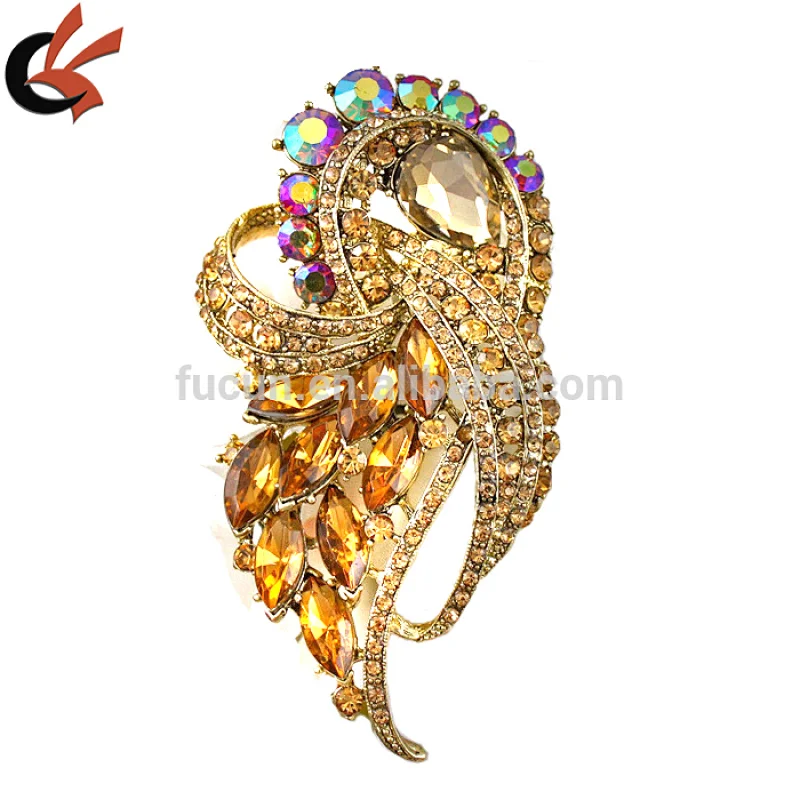 Wholesale Vintage Rhinestone Crystal Brooch Pin for Evening Dress Decoration