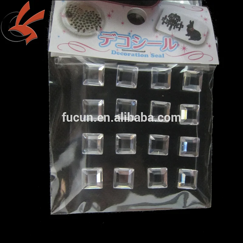 Home Car Phone Clear square Rhinestone Self Adhesive stickers