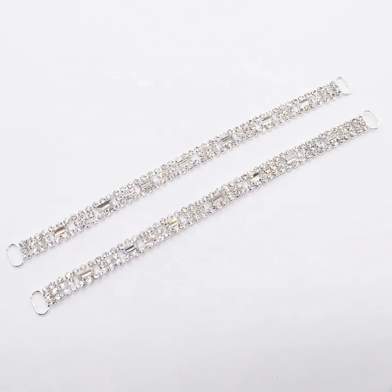 high quality factory paved clear thin rhinestone bikini connector for swimwear suit