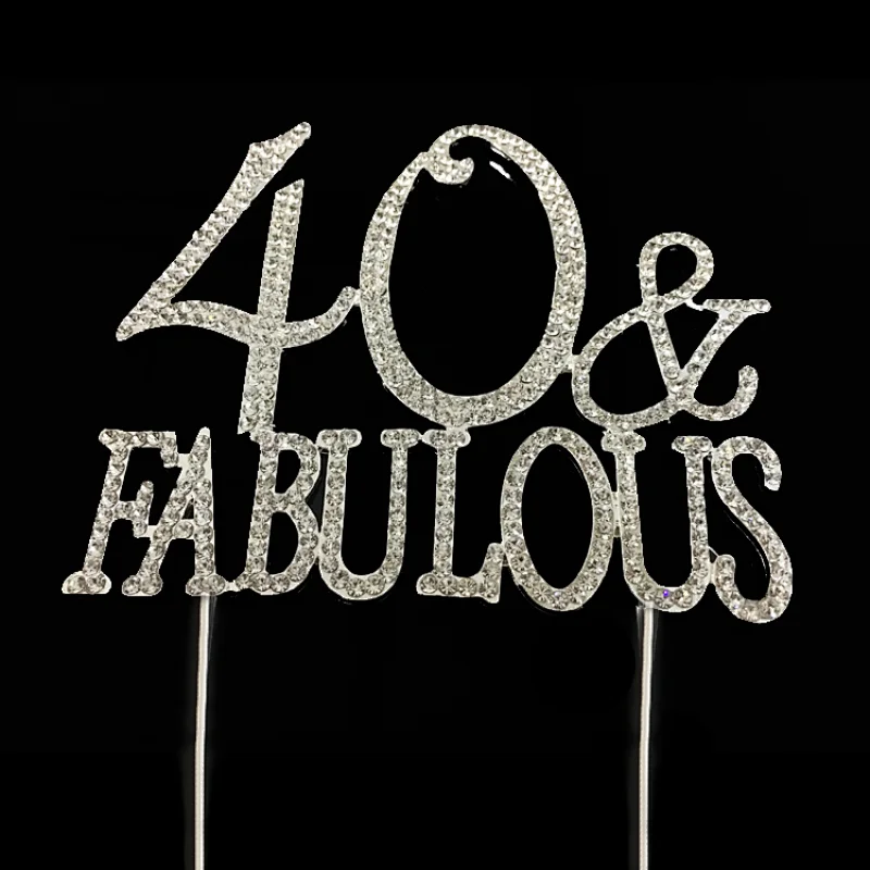 Wedding Occasion Decoration Item silver plating 40 fabulous rhinestone cake topper