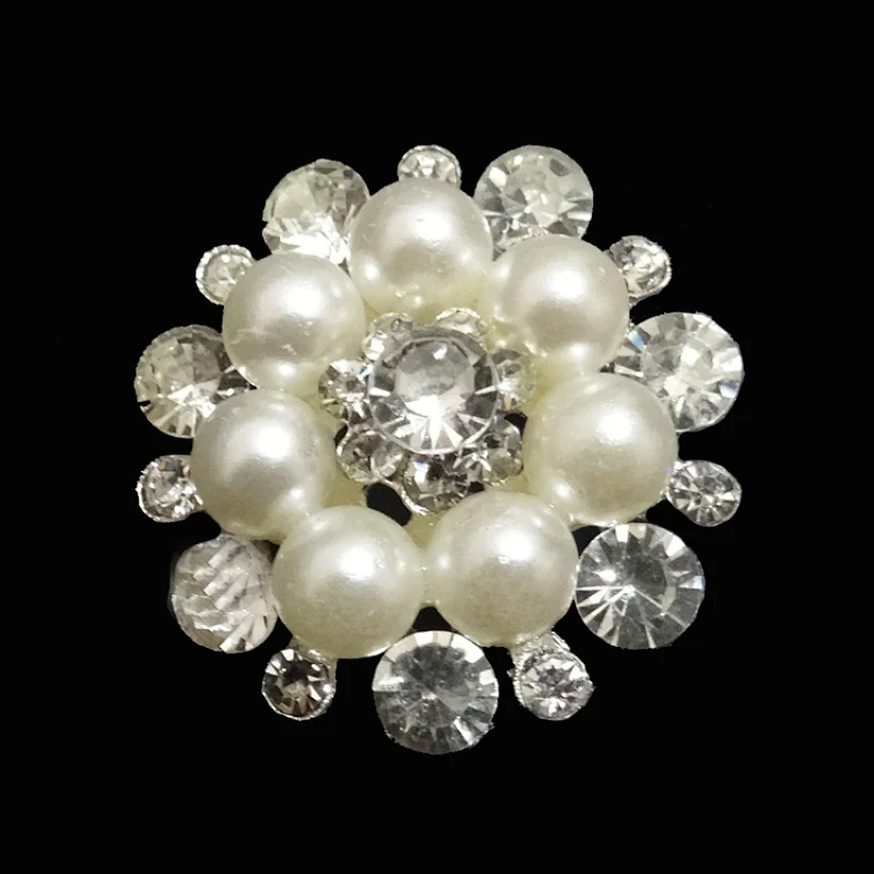 30MM RHINESTONE SILVER PEARL BROOCH FOR WEDDING
