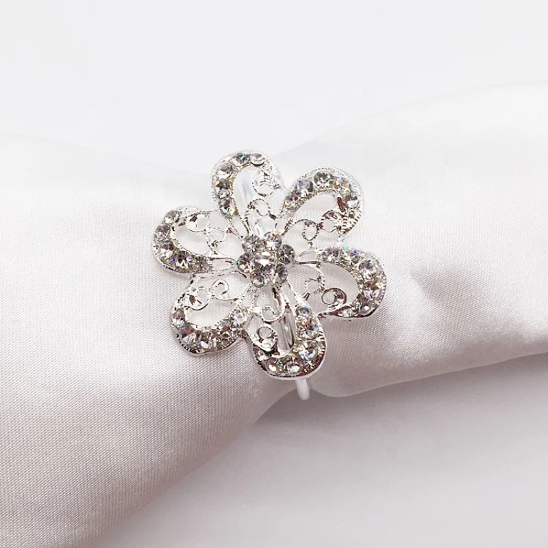 factory wholesale delicate cheap price eco-friendly table little flower shape crystal napkin ring