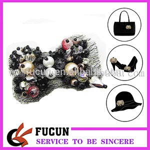 Cheap decorative beaded ribbon flower shoe clips wholesale